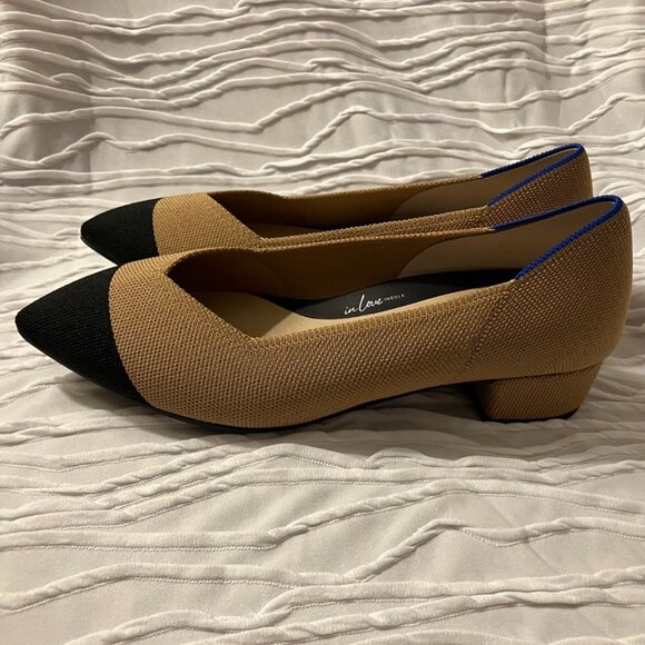 NWOT Rothy's The High Point Heel Camel Tan Black Captoe Size 9 - Picture 4 of 10